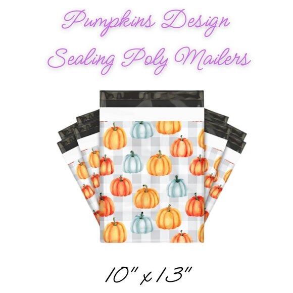 Pumpkins Design Sealing Poly Mailers ~ Qty 20 ~ Size 10x13 - Picture 1 of 3